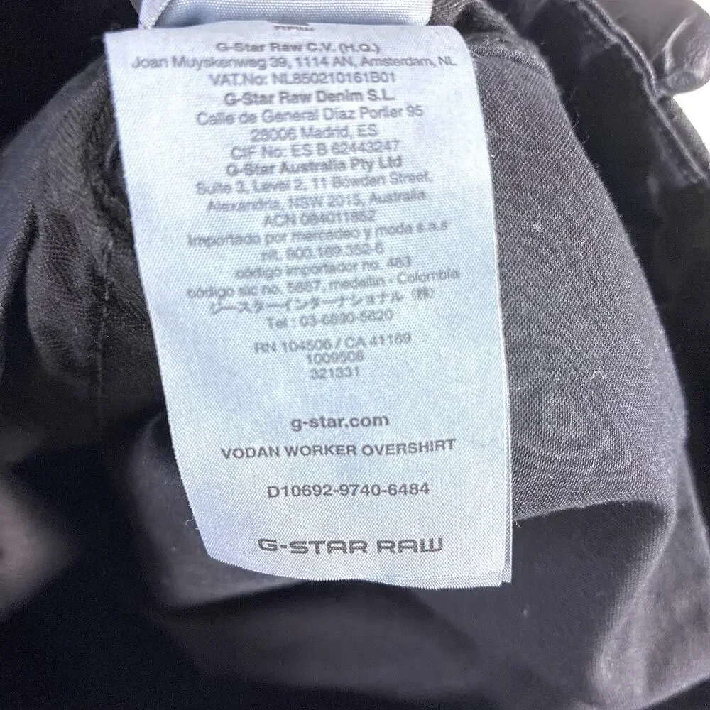 G Star Raw Overshirt Jacket Mens M Black Vodan Denim Indie Luxury Moto Y2K